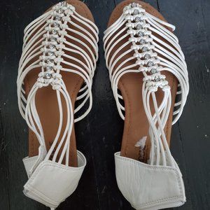 White flat sandals